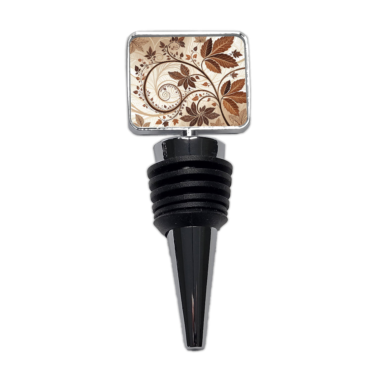 Abstract Brown Leaves Design Wine Bottle Stopper