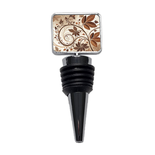Abstract Brown Leaves Design Wine Bottle Stopper