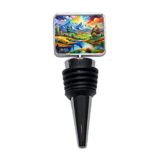 Abstract Colorful Landscape Modern Art Landscape Wine Bottle Stopper