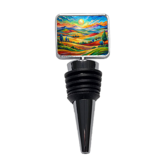 Abstract Colorful Landscape Wine Bottle Stopper
