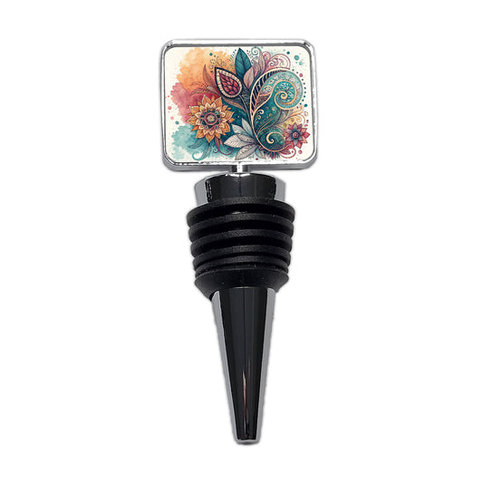 Abstract Deco Floral Leaves Swirl Design Wine Bottle Stopper