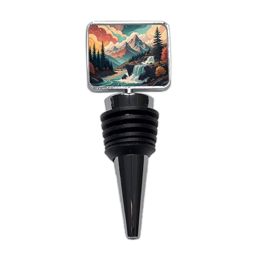Abstract Mountains Waterfalls Landscape Wine Bottle Stopper