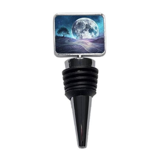Abstract Purple Blue Moon Landscape Wine Bottle Stopper