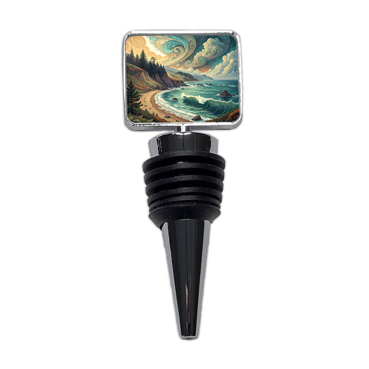 Abstract Shore Ocean Waves Landscape Wine Bottle Stopper