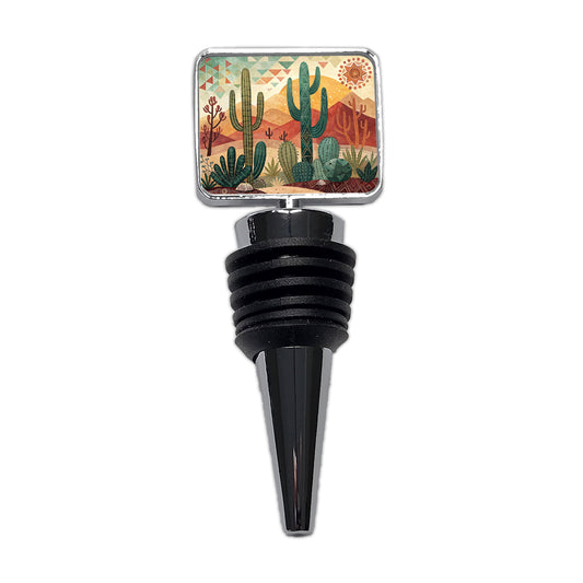 Abstract Southwestern Cactus Desert Design Wine Bottle Stopper