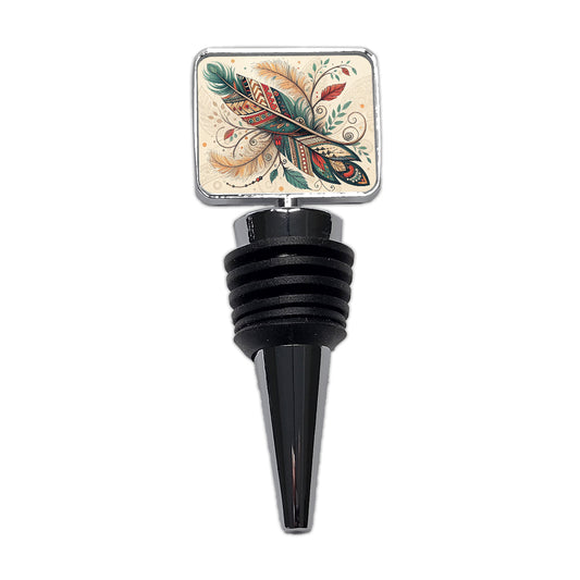 Abstract Southwestern Feather Leaf Design Wine Bottle Stopper