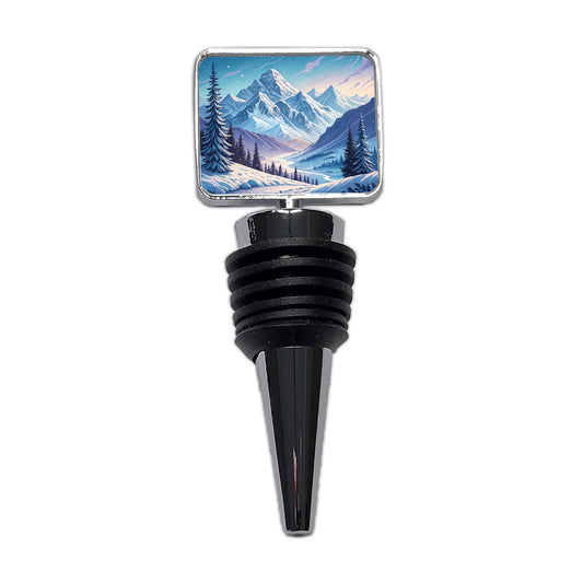 Abstract Winter Blue Purple Mountains Landscape Wine Bottle Stopper