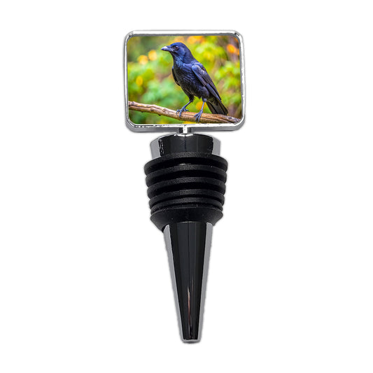 American Black Crow Backyard Bird Wine Bottle Stopper