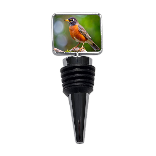 American Robin Backyard Bird Wine Bottle Stopper