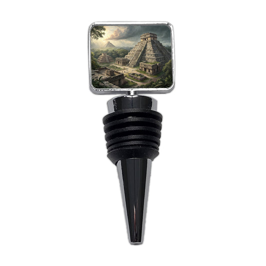 Ancient Maya Temples Step Pyramids Wine Bottle Stopper