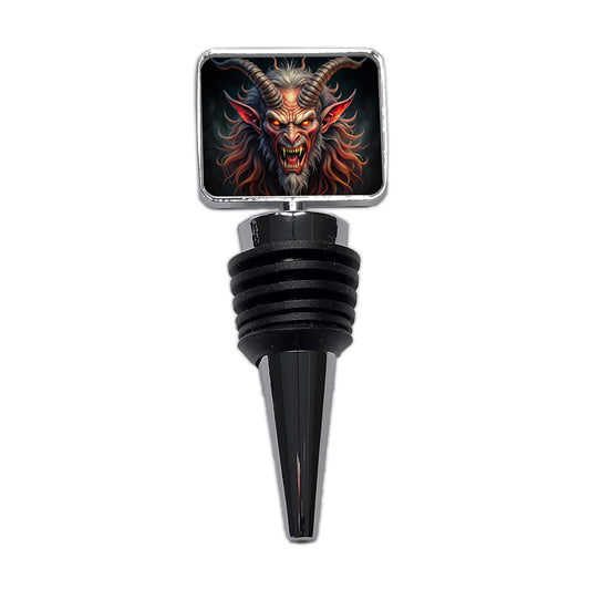 Angry Krampus Christmas Watercolor Wine Bottle Stopper