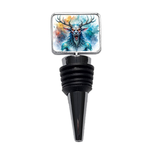 Angry Wendigo Algonquian Folklore Monster Watercolor Wine Bottle Stopper