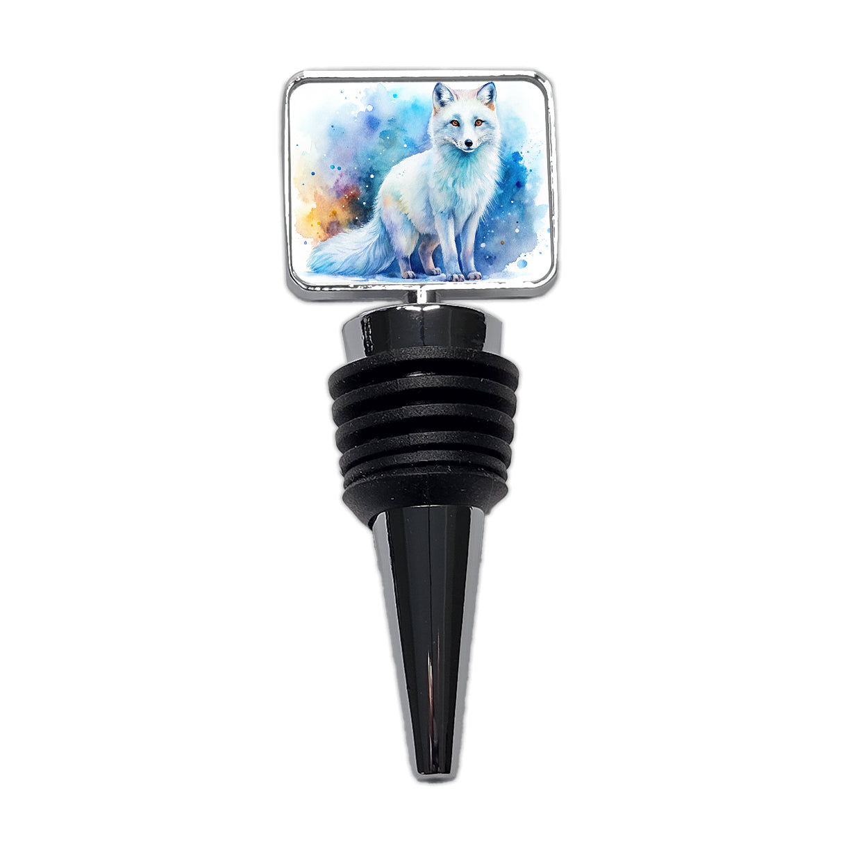 Arctic Fox Watercolor Wine Bottle Stopper