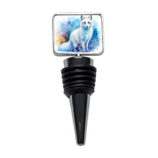 Arctic Fox Watercolor Wine Bottle Stopper