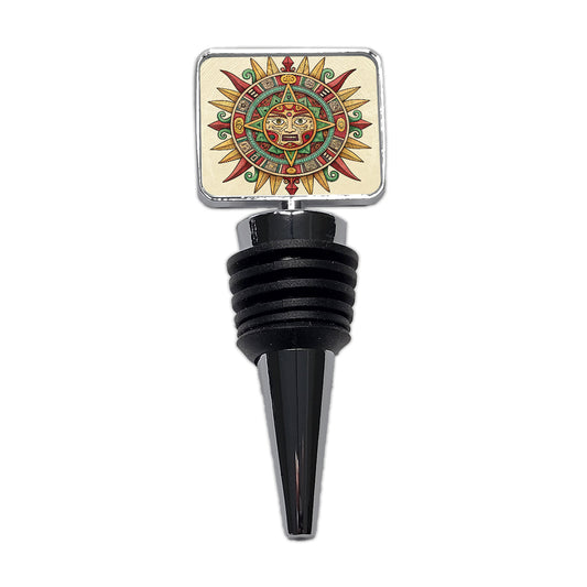 Aztec Sun God Symbol Wine Bottle Stopper
