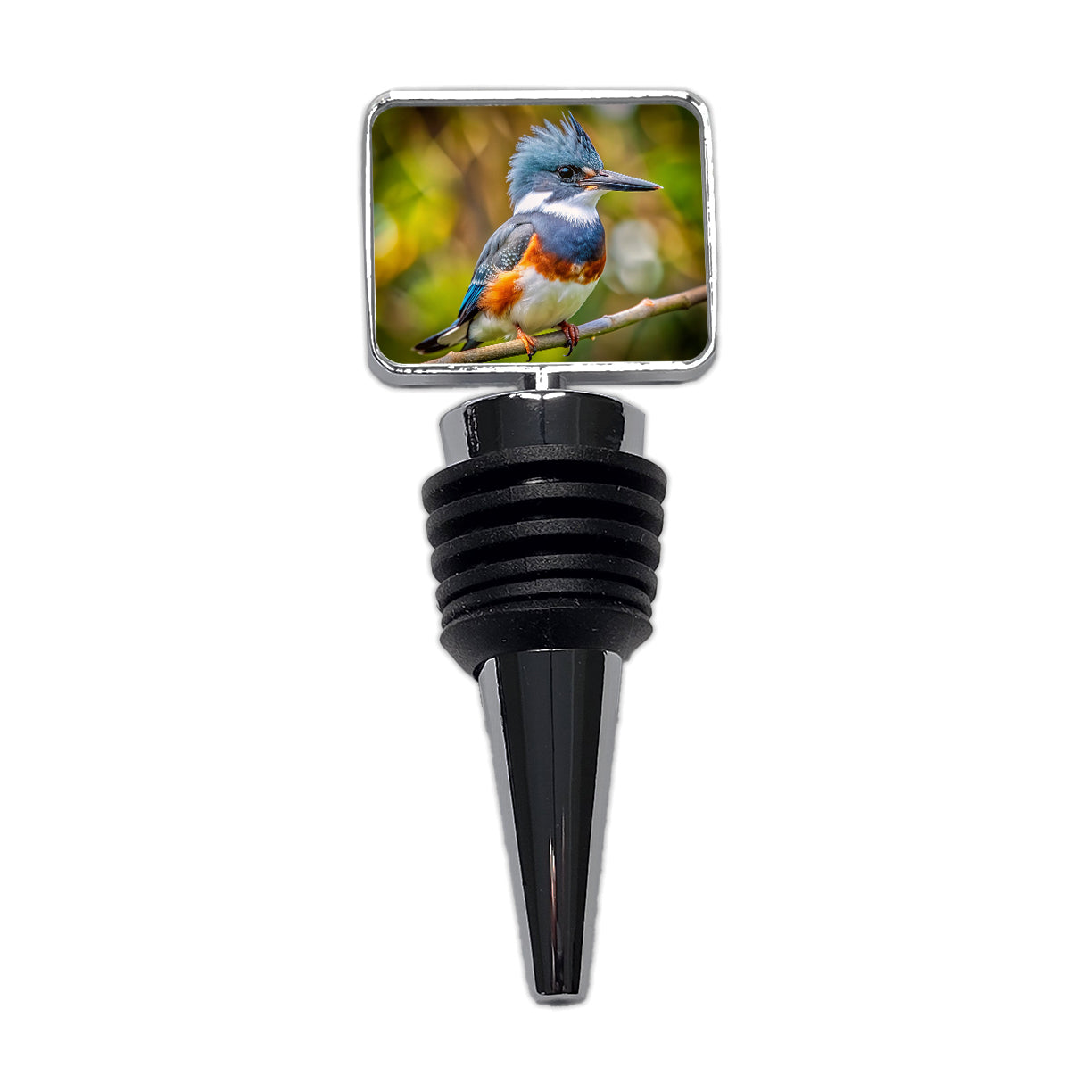 Belted Kingfisher Backyard Bird Wine Bottle Stopper