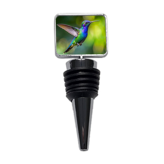 Blue Chinned Sapphire Hummingbird Backyard Bird Wine Bottle Stopper