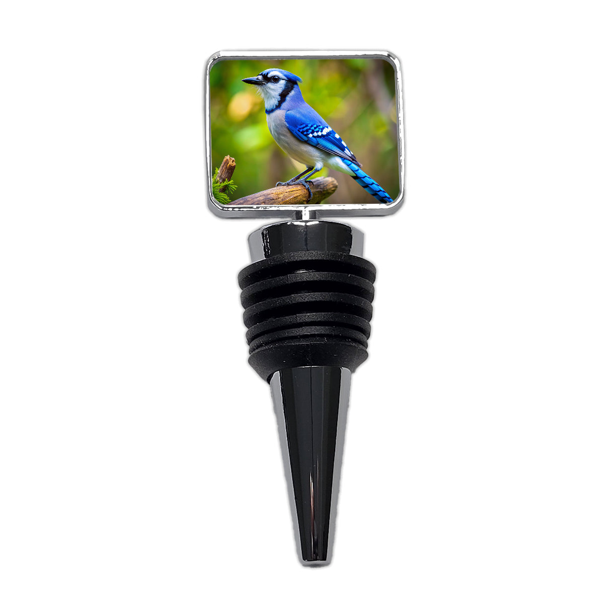 Blue Jay Backyard Bird Wine Bottle Stopper