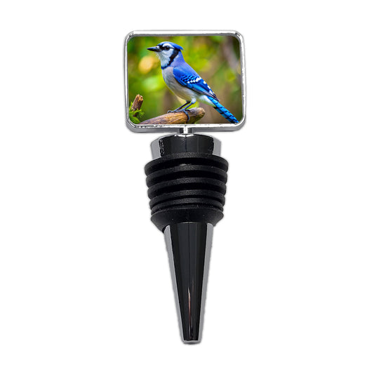 Blue Jay Backyard Bird Wine Bottle Stopper