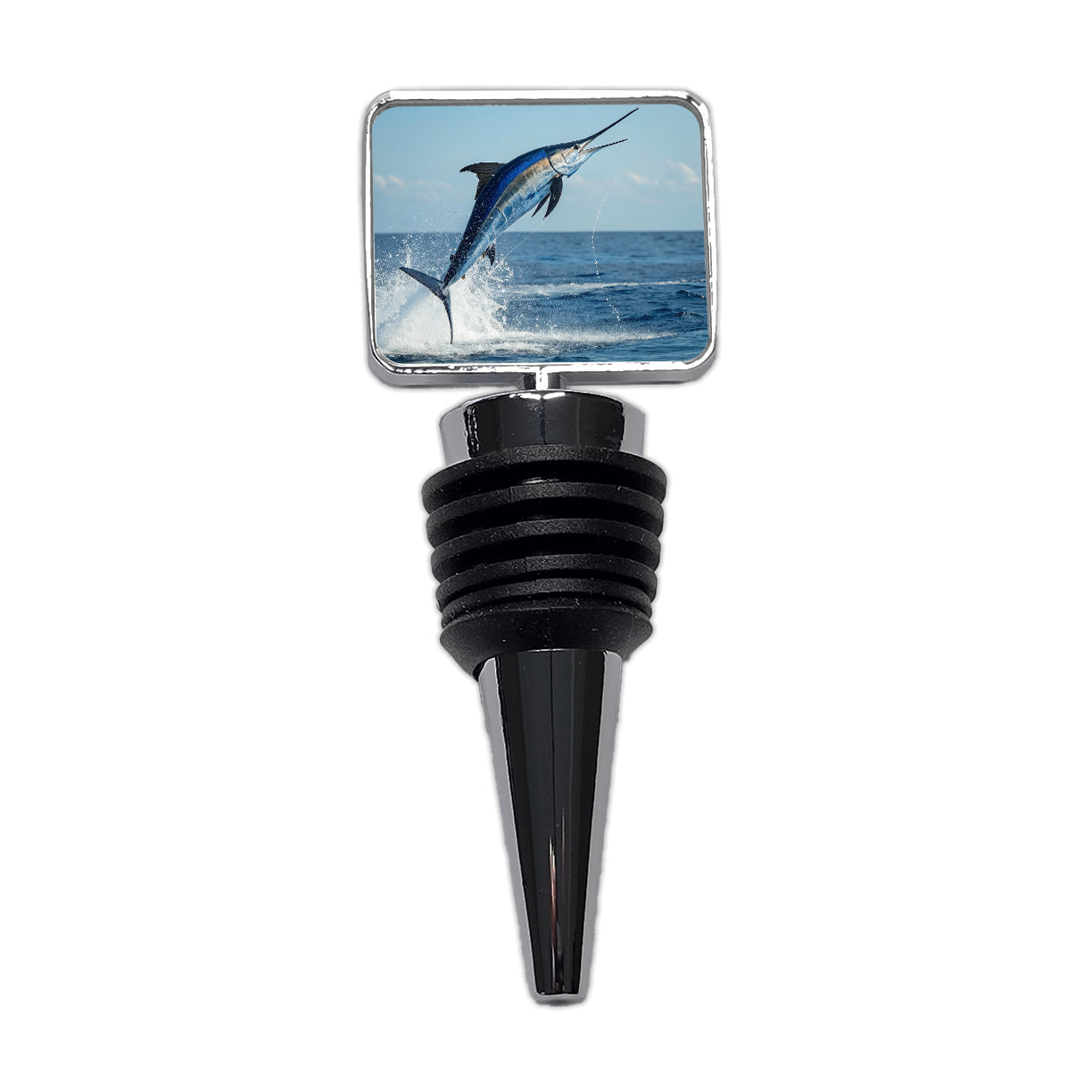 Blue Marlin Fish Leaping Out Of Water Wine Bottle Stopper