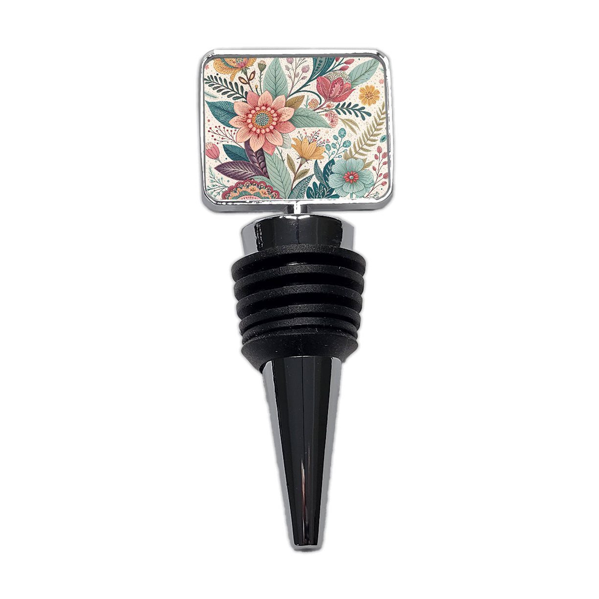Boho Pastel Floral Pattern Wine Bottle Stopper