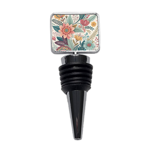 Boho Pastel Floral Pattern Wine Bottle Stopper