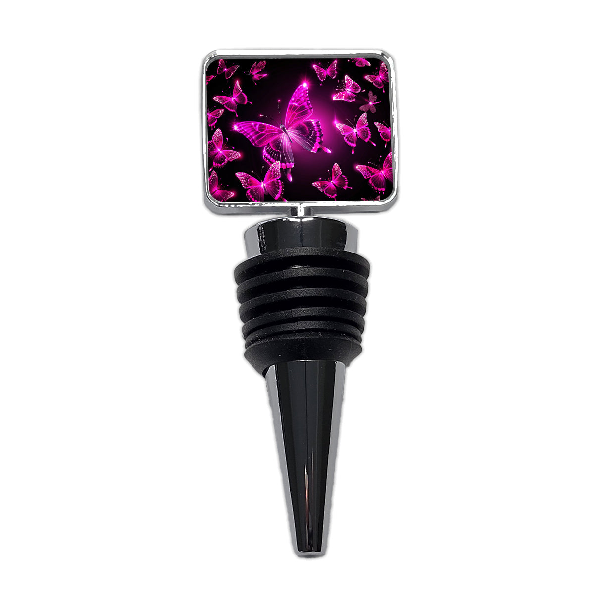 Bright Neon Pink Butterflies Wine Bottle Stopper