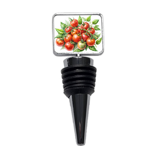 Cherry Tomatoes On The Vine Watercolor Wine Bottle Stopper