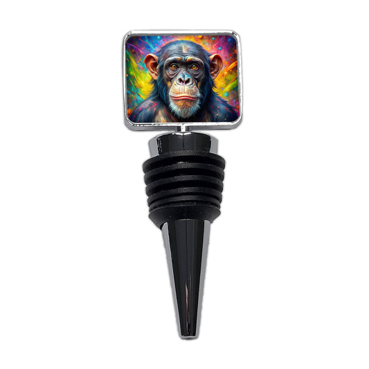 Chimpanzee Monkey Colorful Abstract Art Wine Bottle Stopper