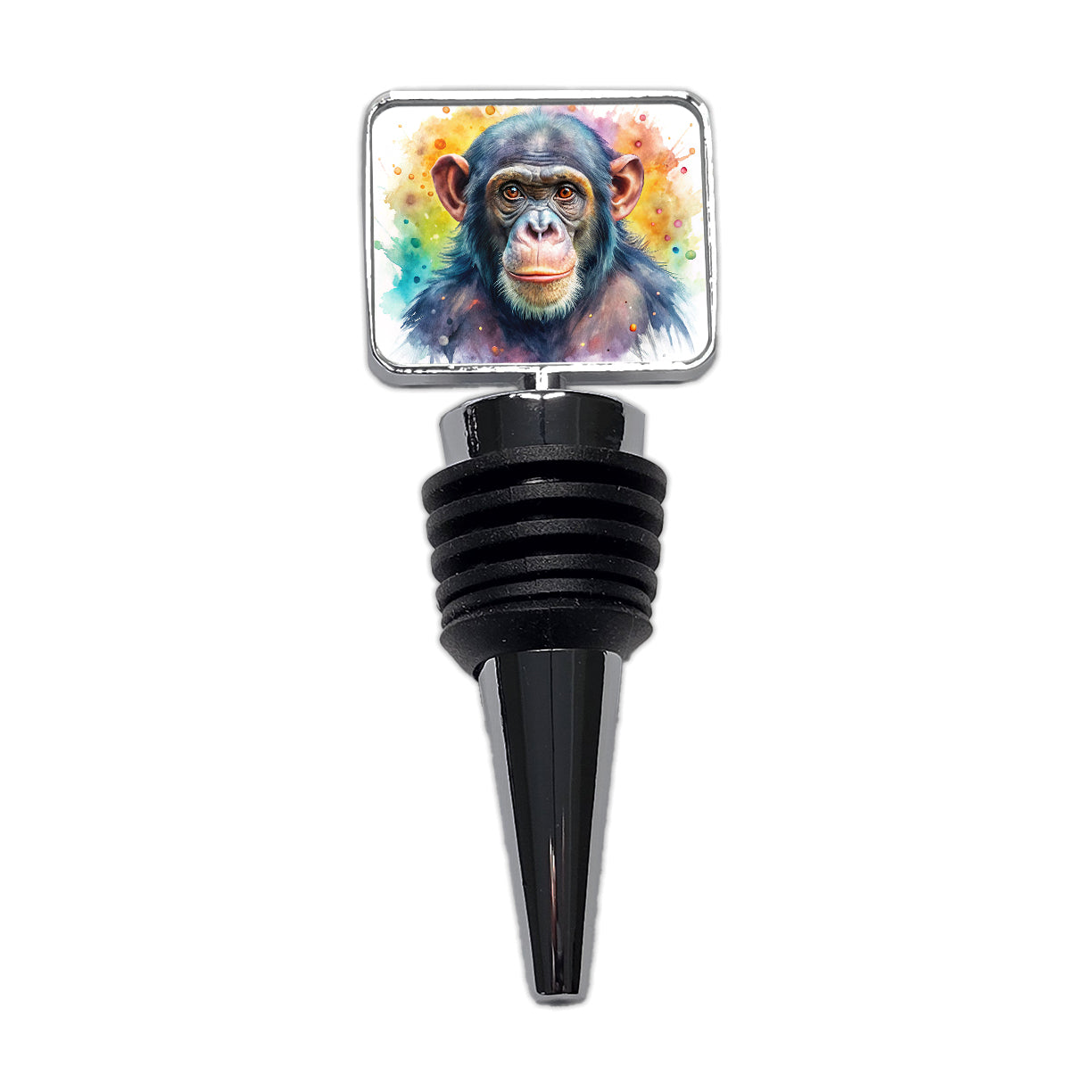 Chimpanzee Monkey Watercolor Wine Bottle Stopper