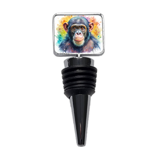 Chimpanzee Monkey Watercolor Wine Bottle Stopper