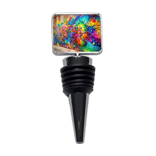 Colorful Graffiti On City Wall Wine Bottle Stopper