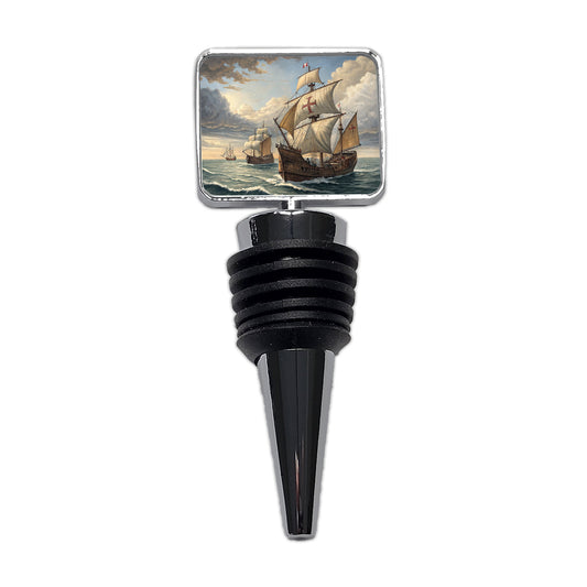 Columbus's Ships Nina, Pinta, And The Santa Maria Wine Bottle Stopper