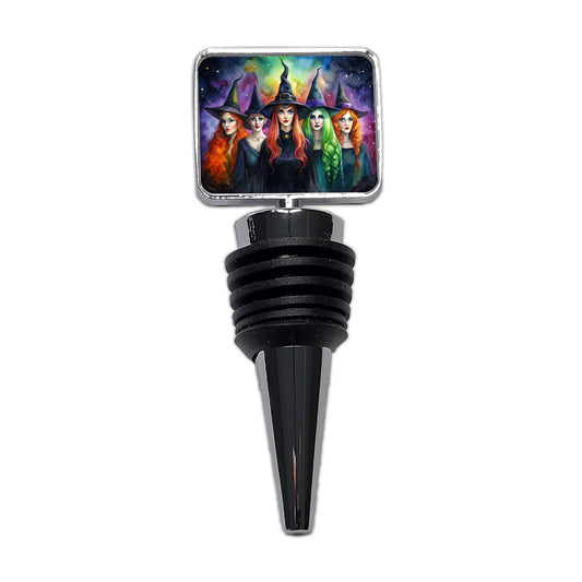 Coven Of Witches Black Watercolor Wine Bottle Stopper