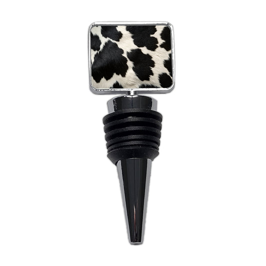 Cow Pattern Black and White Wine Bottle Stopper