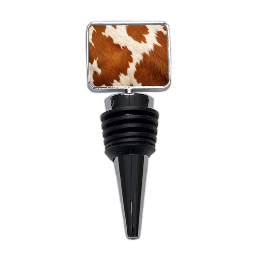 Cow Pattern Brown and White Wine Bottle Stopper