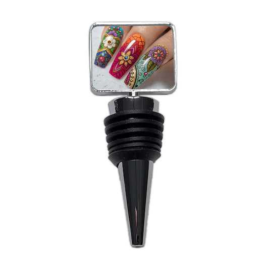 Elaborately Painted Decorated Finger Nails Wine Bottle Stopper