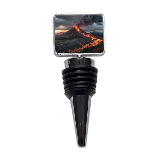 Erupting Volcano With Flowing Lava Wine Bottle Stopper