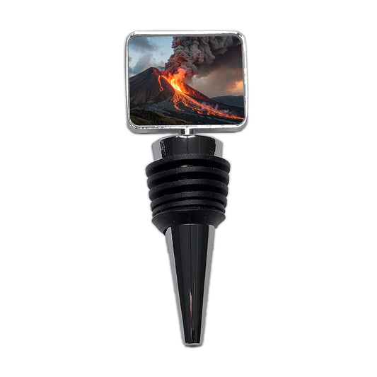 Erupting Volcano with Lava Trails Wine Bottle Stopper