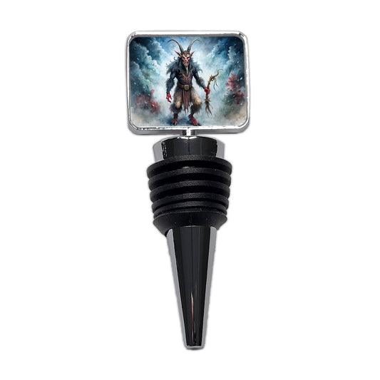 Evil Krampus Black Watercolor Christmas Wine Bottle Stopper