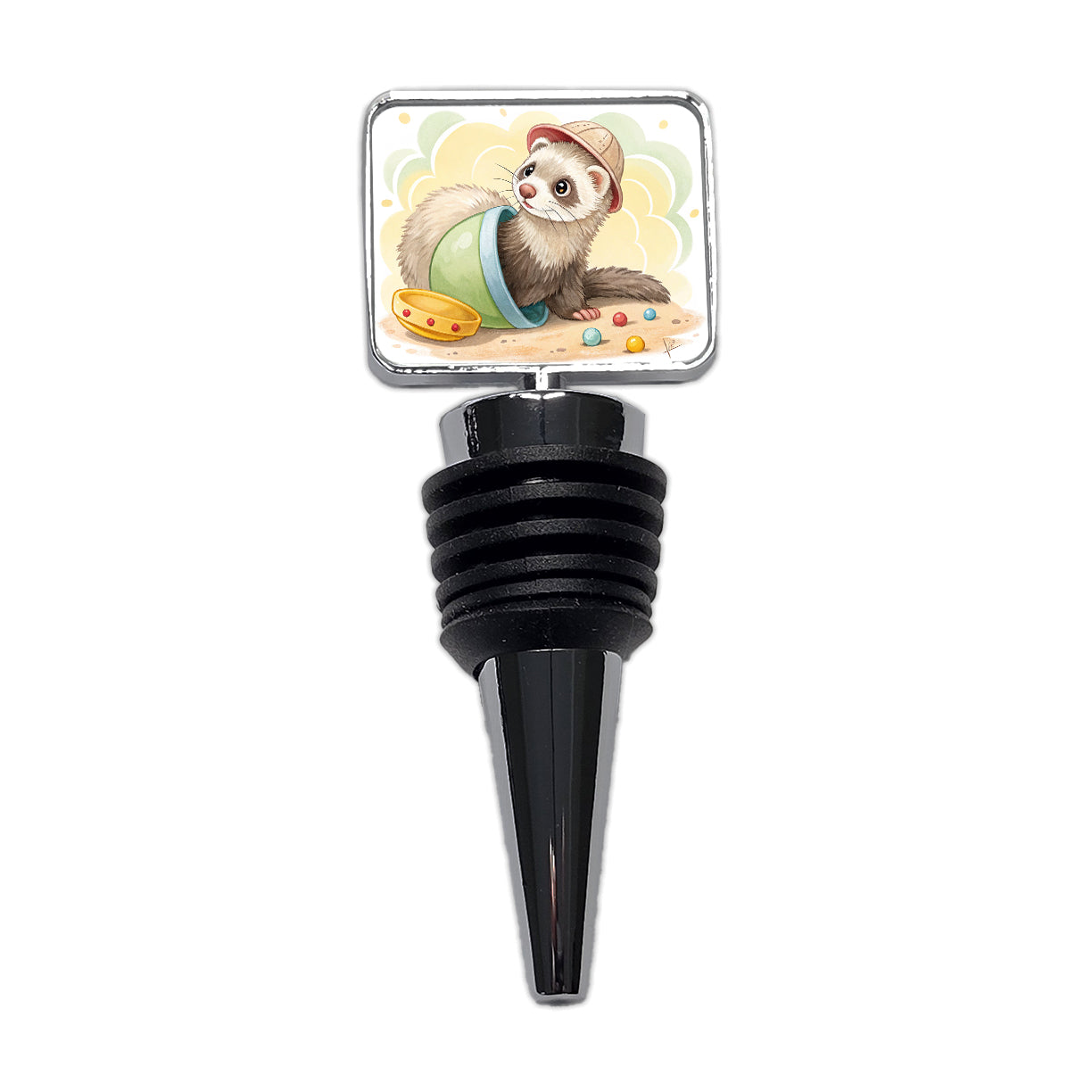Ferret Children's Illustration Style Wine Bottle Stopper