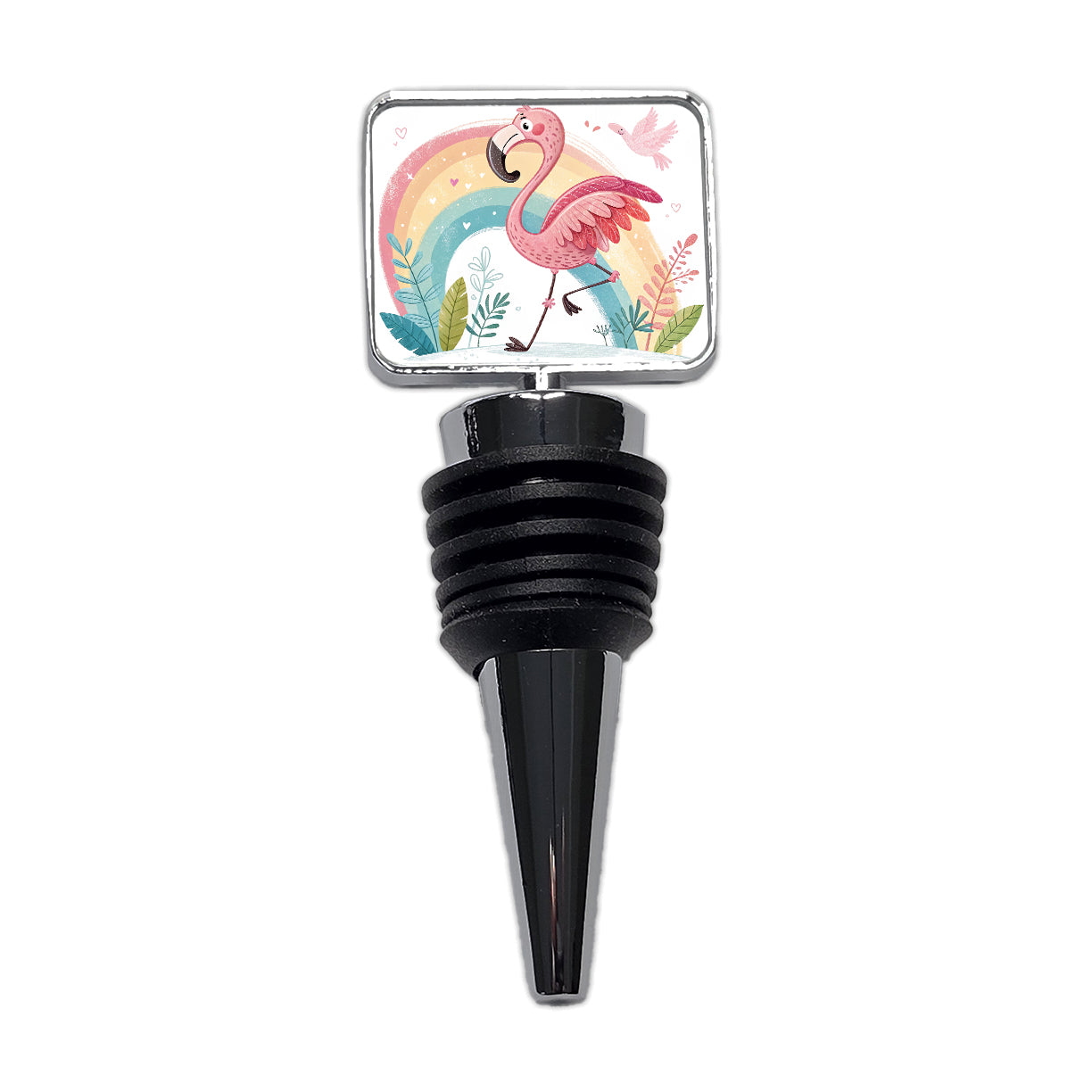 Flamingo and Rainbow Children's Illustration Style Wine Bottle Stopper