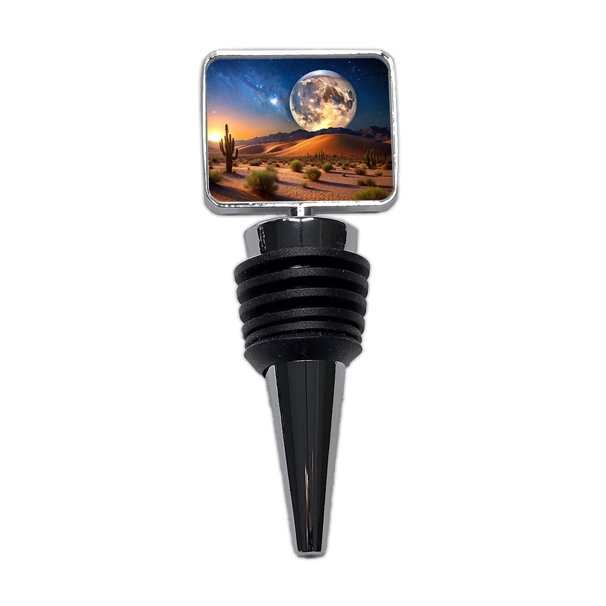 Full Moon Over The Desert Wine Bottle Stopper