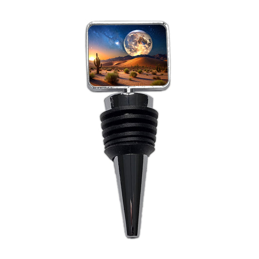 Full Moon Over The Desert Wine Bottle Stopper
