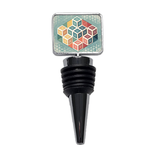 Geometric Cube Pattern Design Wine Bottle Stopper
