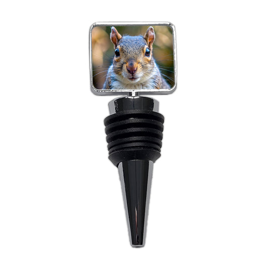 Gray Squirrel Face Wine Bottle Stopper