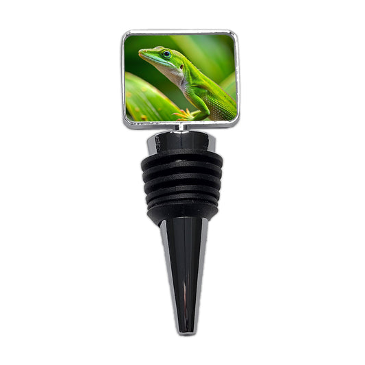 Green Anole Lizard Reptile Wine Bottle Stopper