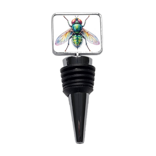 Housefly Fly Watercolor Wine Bottle Stopper