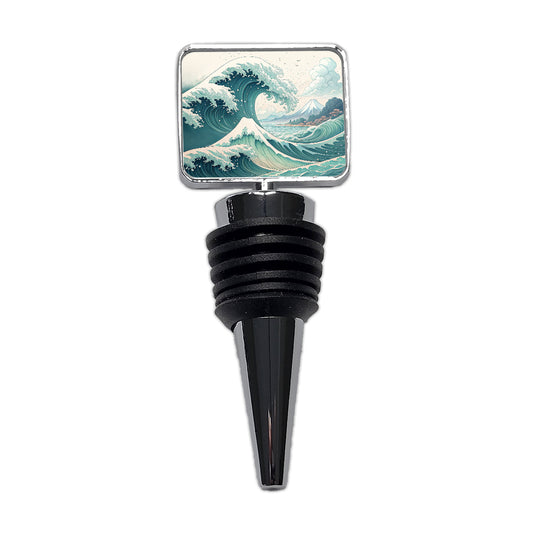 Japanese Ocean Waves Cartoon Wine Bottle Stopper