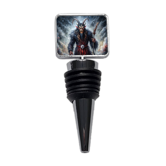 Krampus Black Watercolor Background Wine Bottle Stopper